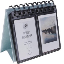 Kompassswc Photo Album Desk Calendar Album 68 Photos Slip-in Album for Stand Up Photo Album for Polaroid, Instax Mini 70 7s 8 50s 90.3 Inch Photos (Blue)
