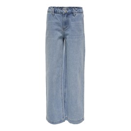 ONLY KOGCOMET Girl's Wide Cut Jeans Medium Waist Wide Leg Cut Jeans, Light blue (light blue denim)
