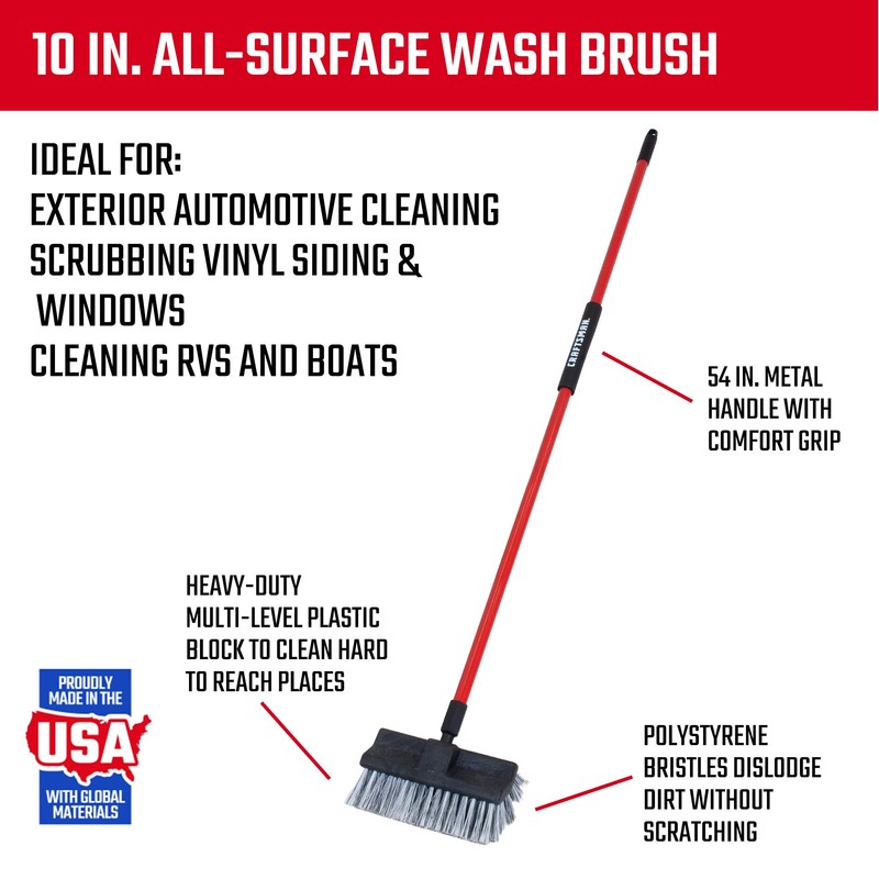 CRAFTSMAN CMXMKIT0100 2-Piece Long Handle Wash Brush Set with 10