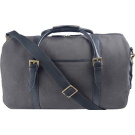 HIDESIGN Charles Leather & Canvas Cabin Sized Bag/Weekend Travel Luggage/Duffel Bag for Men & Women - Size (L x W x H - 19.5 x 9.5 x 11.5 inches), Charcoal