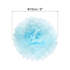 PATIKIL 6" Tissue Pom Poms Flowers, 10 Pack Paper Flower Ball for Wedding Bridal Shower Birthday Bachelorette Party Backdrop Decoration, Light Blue