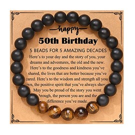 50 Th Birthday Gift Bracelets for Men 50 Yr Old Birthday Gifts for Brother Boyfriend 50 Year Old Birthday Gift for Best Friend Happy 50th Birthday Gifts Tigers Eye Bracelet