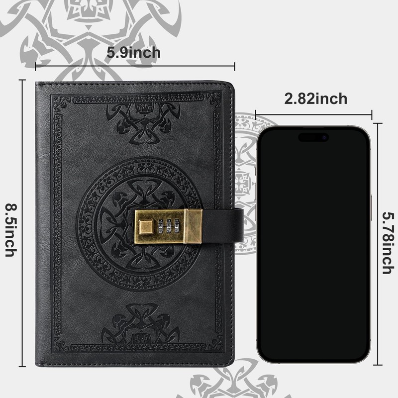 CAGIE Journal with Lock for Men and Women Refillable 290