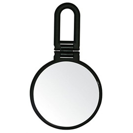 Danielle Folding Makeup Mirror with Handle/Stand, 10X Magnification, Midnight Matte