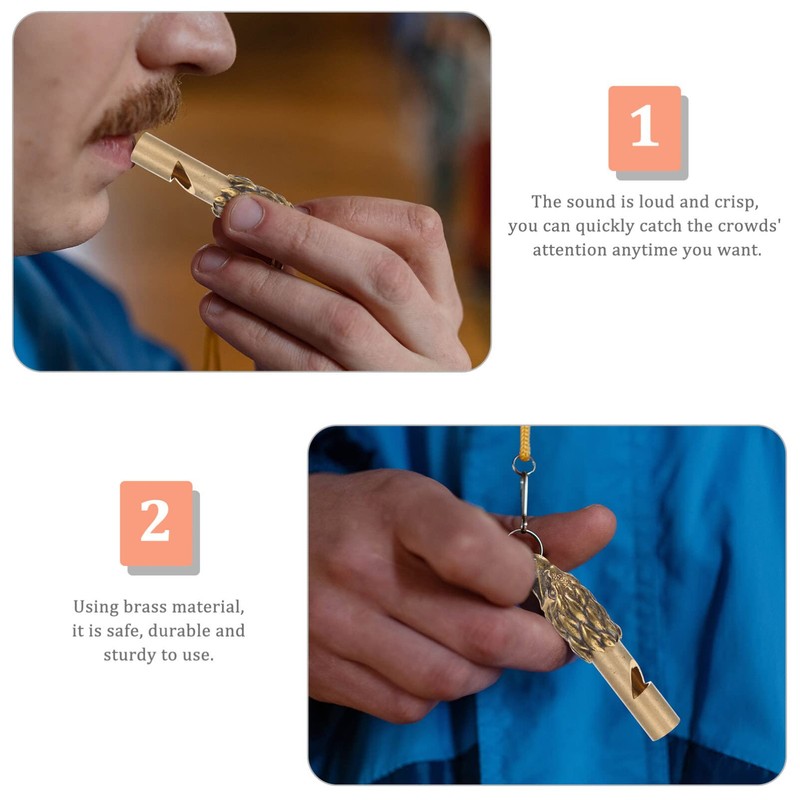 Kisangel Brass Whistle Pendant Mini Brass Whistle Emergency Whistle Decor