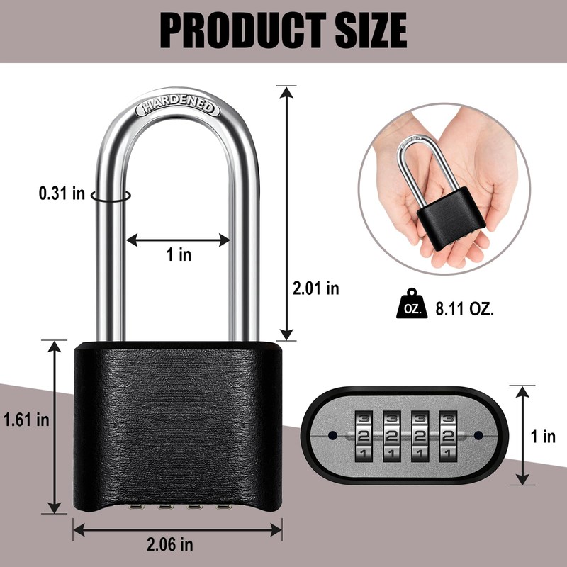 Heavy Duty Chain and Combination Lock Outdoor ，Gate Chain Lock