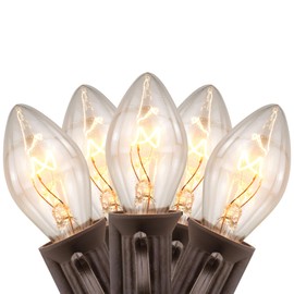 Northlight 25 Count Clear C7 Christmas Lights, 24ft Brown Wire
