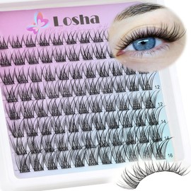 Losha Lash Clusters Wispy Eyelash Clusters D Curl Natural Cluster Eyelash Extensions 88pcs Soft DIY Lash Extension 8-16mm Cluster Lashes (Bloomy)