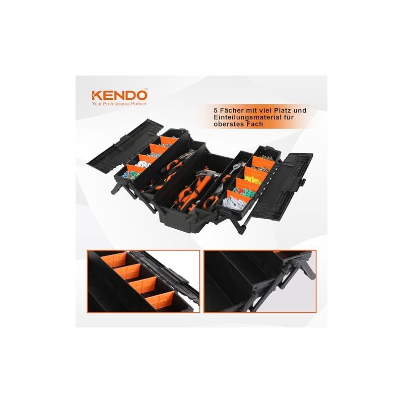KENDO Caja de herramientas vacía de plástico ligera y extremadamente