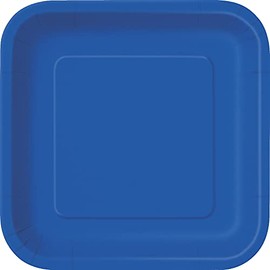 Unique 31484EU Square Eco Friendly Paper Plates 23cm Royal Blue Colour Pack of 14 Royal Blue Pack of 14