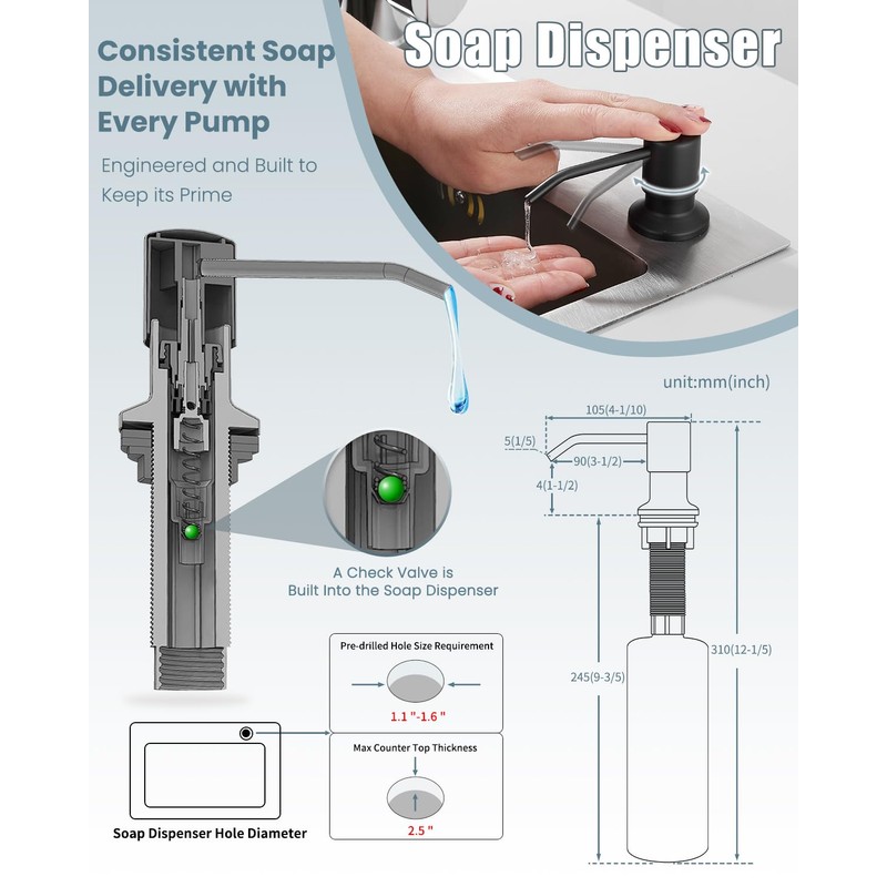 Casavilla Kitchen Faucet Set, Black Kitchen Sink Faucets with Pull