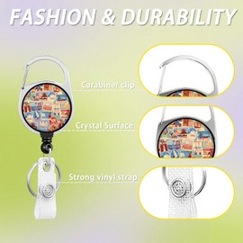 Travel Stamp ID Badge Holder with Retractable Lanyard,Badge Holder with Detachable Reel Clip,Work Name Tag Breakaway Lanyard Vertical ID Card Protector Case for Women Nurse Nursing Teacher Student