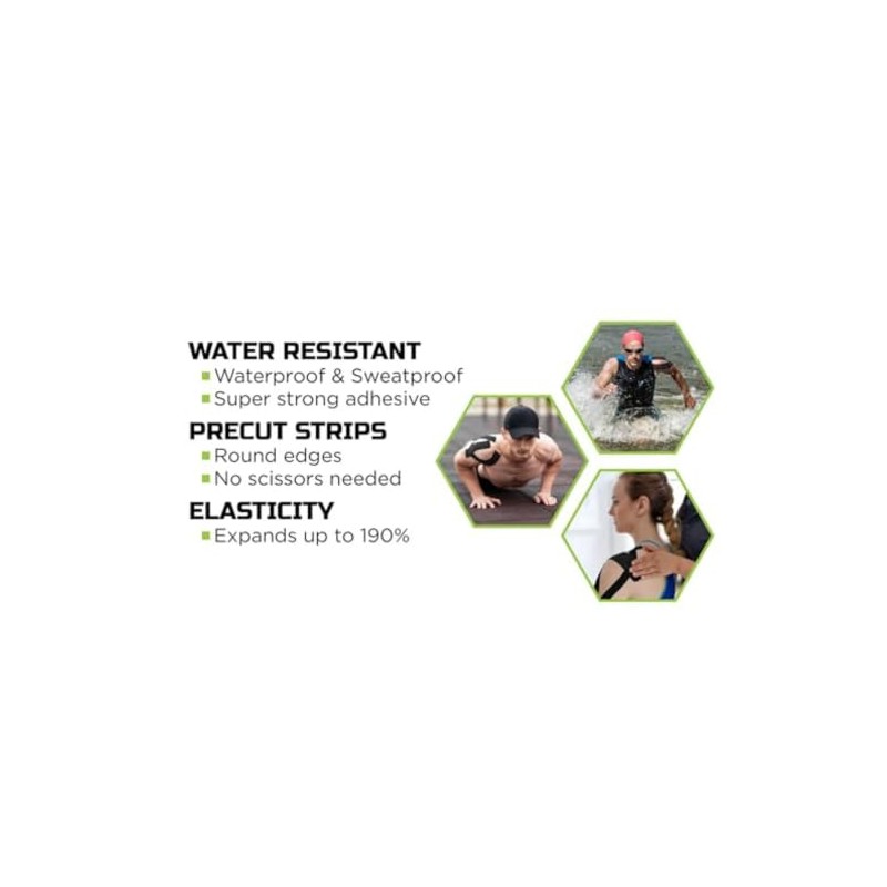 Green Drop Herb-Infused Precut Kinesiology Tape for Sports & Fitness