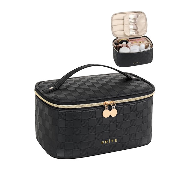 Prite Makeup Bag, Large Capacity Portable Travel Cosmetic Bag, Waterproof