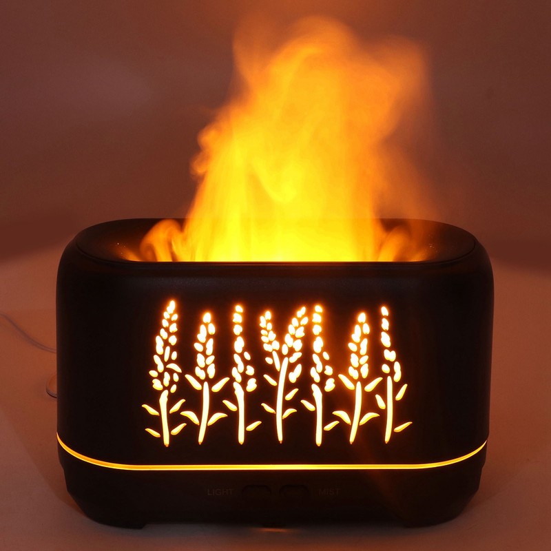 200ml Essential Oil Diffuser Hollow Out Quiet Diffuser with Flame