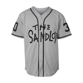 The Sandlot Benny The Jet Rodriguez Michael Squints Palledorous Alan Yeah-Yeah McClennan Bel Air 3D Print Baseball Jersey (XX-Large, 30-Grey)