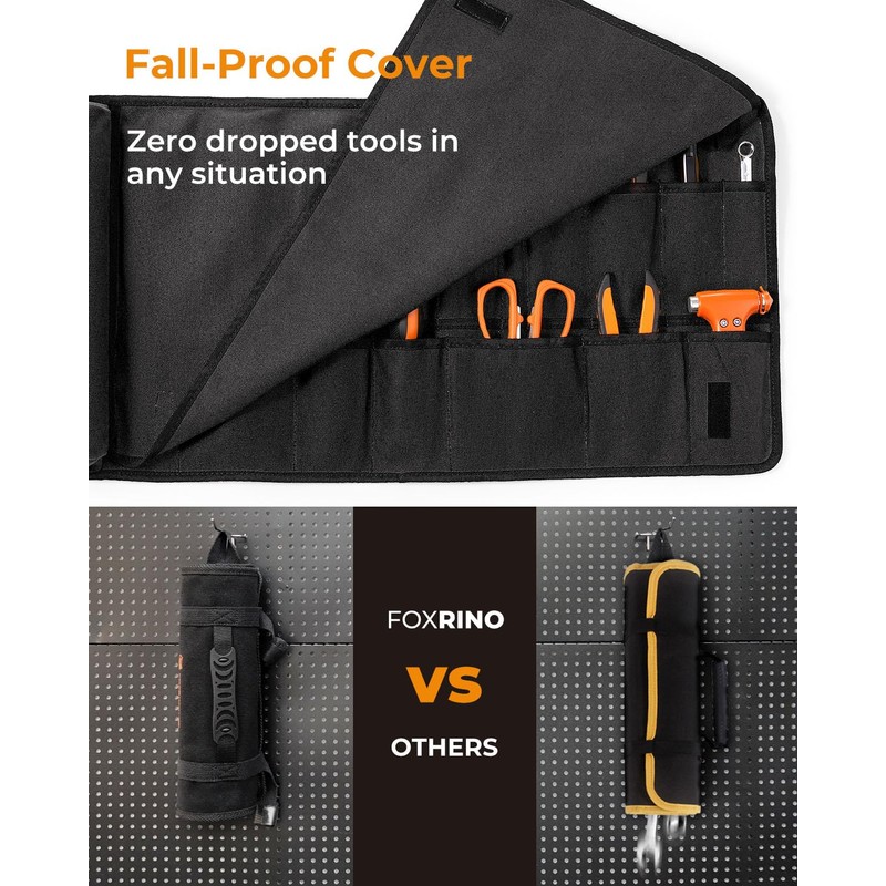 Foxrino Tool Roll, Heavy Duty Tool Roll Bag Organizer, Roll
