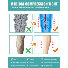 Evolyline Medical Compression Tights for Women & Men 15-20mmHg, Footless Compression Pantyhose Opaque Graduated Support Tights Compression Stockings for Varicose Veins Edema Flight Nursing