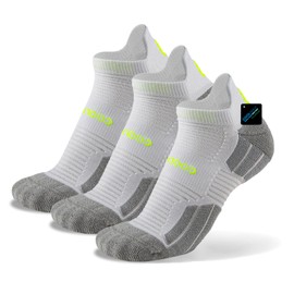 BRISIRA Coolmax Bamboo Viscose Compression Running Socks 3 Pairs Ankle Low Cut Athletic Anti Blister Cushioned Seamless