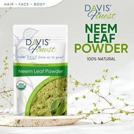 Davis Finest Organic Neem Powder 100g - Pure Neem Leaves for Skin, Hair, Ayurvedic Care, Scalp Relief, Hair Growth, Food Grade