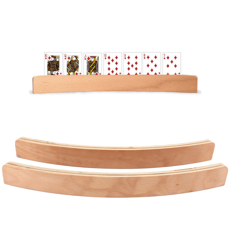 2pcs Wooden Pocker Stand Hands Free Playing Card Organizer Base