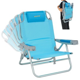 #WEJOY Beach Chairs for Adults Portable Lay Flat Folding Beach Chair with Backpack Straps for Camping, BBQ, Picnic, Sporting Events 5 Position Portable Reclining Aluminum Camping Chair