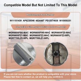 Upgraded W11101439 5 Pack Oven Range Burner Knobs, Surface Burner Knob for Maytag Whirlpool Gas Stove Knobs, MGR6600FZ0, MGR6600FB0, MGR6600FZ1, MGR7700LZ1, MGR6600FW0