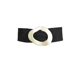 FrasiBags Wide Suede Belt with Bow Round Ring Oval Women's Suede Belt High Belt for Women Leather Made in Italy, black