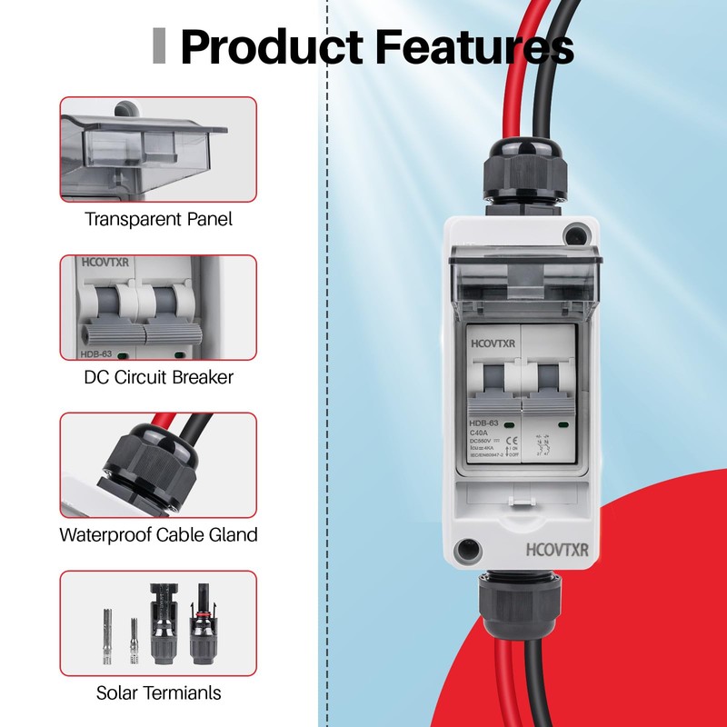 HCOVTXR Solar Panel Disconnect Switch 40A 550V DC PV Disconnect