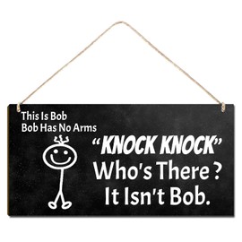 Welcome for Front Door Outside Funny Wooden Door Sign For Front Porch Decor This Is Bob Bob Has No Arms Knock Knock Who's House Warming Gift Funny Wreaths Wall Pediments Art Decor(12 x 6) Inch