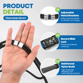 Trash Can Lid Locks for Animals, Trash Can Bungee Cord to Keep Racoons/Possums/Dogs, Reinforced Nylon Braid Garbage Can Lid Strap, Trash Bin Lock for 30-50 Gallon Round/Square Bins(4 Pcs)