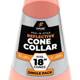 White+Hip Reflector Tape Cone Collar Set for Orange Traffic Cones - Single Pack - 6 Inch Collars for Wide Body Safety Cones 18 Inch Height – High Visibility Reflective Tape Stickers