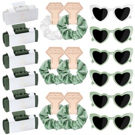 AWAYTR 18 Pcs Bridesmaid Scrunchies Proposal Gifts Bride Hair Clip Claw Clip Accessories Bride Sunglasses Bachelorette Party Wedding Gifts Bride To Be Gift Set (Green)