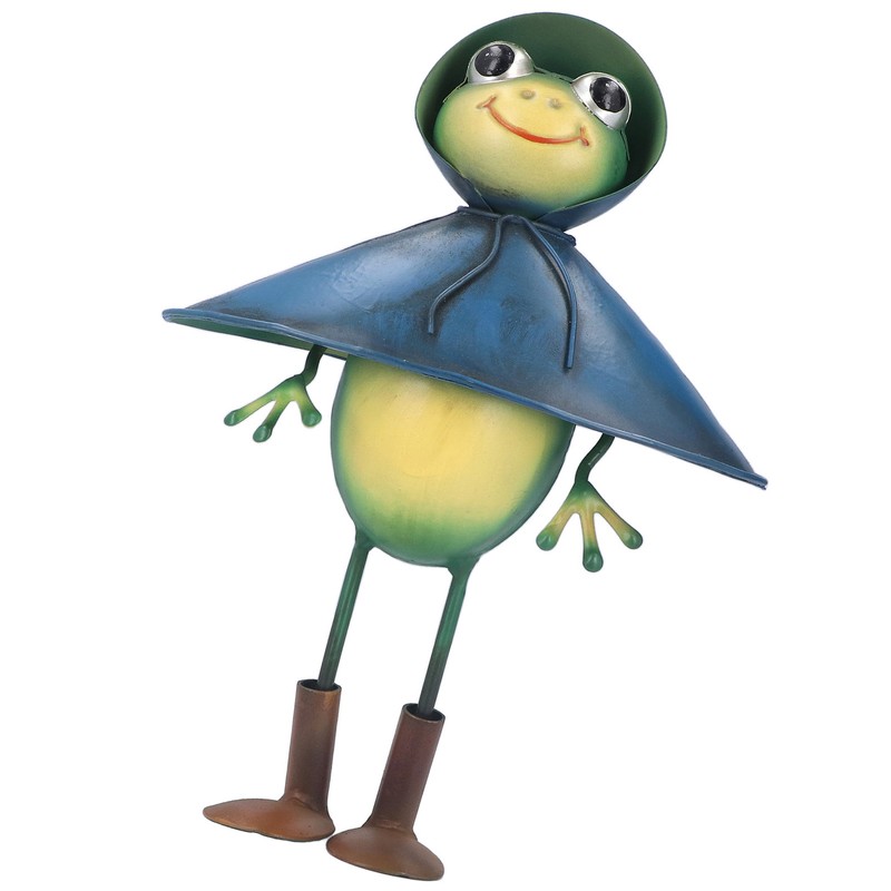 Frog Decor Cartoon Frog Sculpture Wrought Iron Animal Sculpture Garden