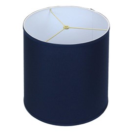 FenchelShades.com 14" Top Diameter x 15" Bottom Diameter x 15" Height Fabric Drum Lampshade Spider Hardware (Linen Navy Blue)