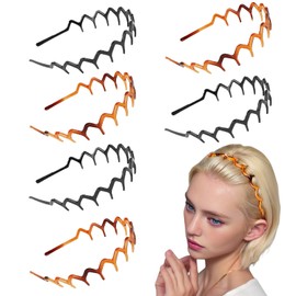 6PCS Zig Zag Headband Tooth Headband for Women Girls Plastic Wavy Hair Comb Headbands Zig Zag Black Plastic Sharks Tooth Hair Comb Hard Headbands for Women Men Girls