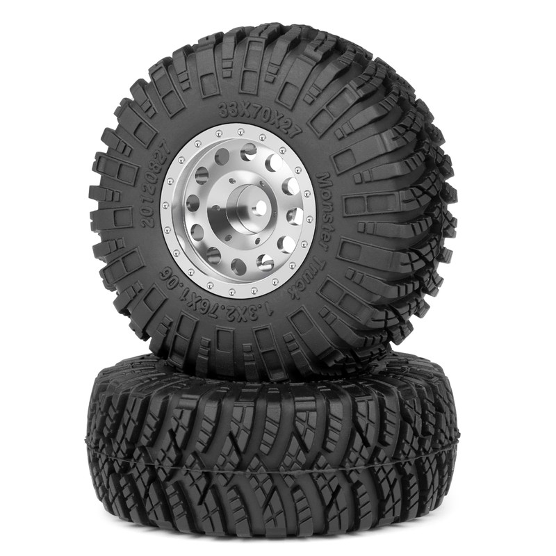 Zolikar 4Pcs 1.3" Beadlock Metal Wheels Rims Hub & Rubber