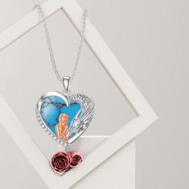 BETHZA Dragon Necklace 925 Sterling Silver Natural Gemstone Dragon Pendant Jewelry Gift for Wife Mom for Birthday Anniversary Valentines