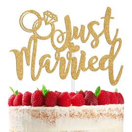 Decoración para tartas con purpurina dorada recién casada, decoración para tartas de despedida de soltera para nueva pareja, novia para ser, boda, compromiso, despedida de soltera