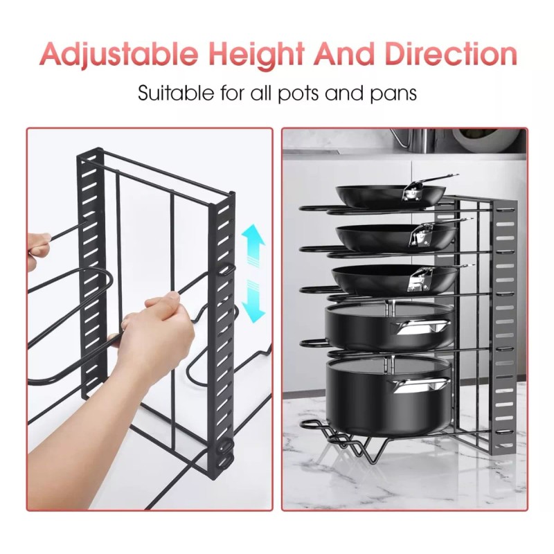 MARZSEFLO 8 Estante Organizador Para Ollas Y Sartenes Ajustable Cocina