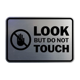 Signs ByLITA Classic Framed Look, But Do Not Touch Sign (Brushed Silver) - Medium 2 Pack