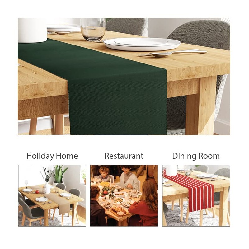 Encasa Table Runner for 6 Seat Dining Rooms, Solid Red,
