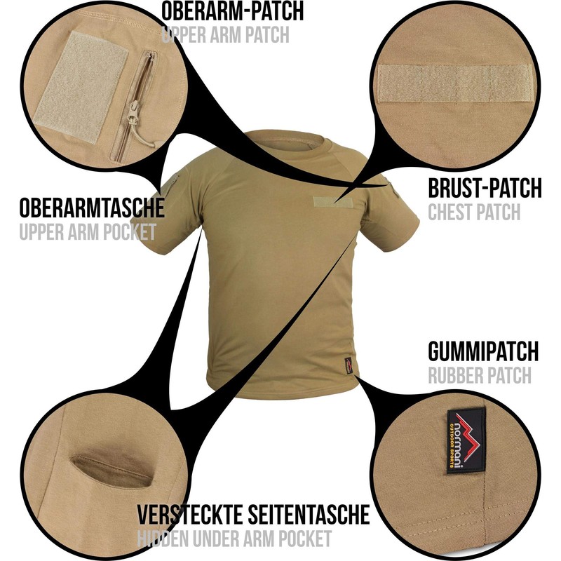 normani Tactical Tropical T-Shirt with Arm Pockets, Underarm Pockets and