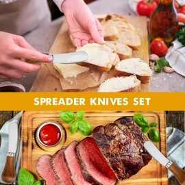 AOZBZ Butter Spreader Knife - 2 Pack Standing Cheese Butter Knives Set Stainless Steel Cheese Spreader Knife with Wooden Handle, Cheese Knife for Cold Butter Peanut Butter Jam Fruit