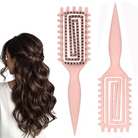 Haarbürste für lockiges Haar, Locken definieren, Formen und Definieren von Locken, springende Lockenbürste zum Kämmen und Formen von Männern und Frauen, Braun