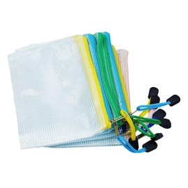 winova Zipper Bag, B6 Size, 6 Assorted Colors, Mesh Pouch, PVC File Bag, Document Storage, Small Organizer, Waterproof, Durable, 6.3 x 4.7 inches (16 x 12 cm), For Office/Home/Travel, Set of 6