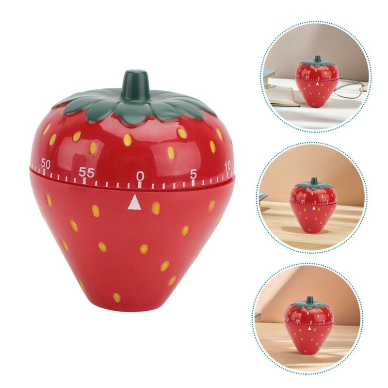 NOLITOY Strawberry Shaped Kitchen Timer Mechanical Timer for Cooking Baking