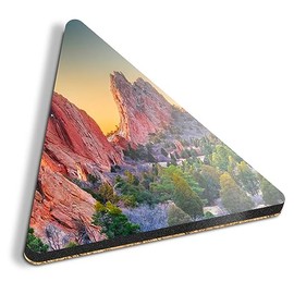 1 x Triangle Coaster - Garden of the Gods Colorado Springs USA Cork Backed MDF Glossy Tea Coffee Accessory #50997