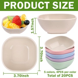 DADERXY 20 Pack Small Plastic Bowls, 4.5 OZ Mini Snack Bowl for Dipping Sauce, Side Dishes, Dessert, Snack Cups, Condiment