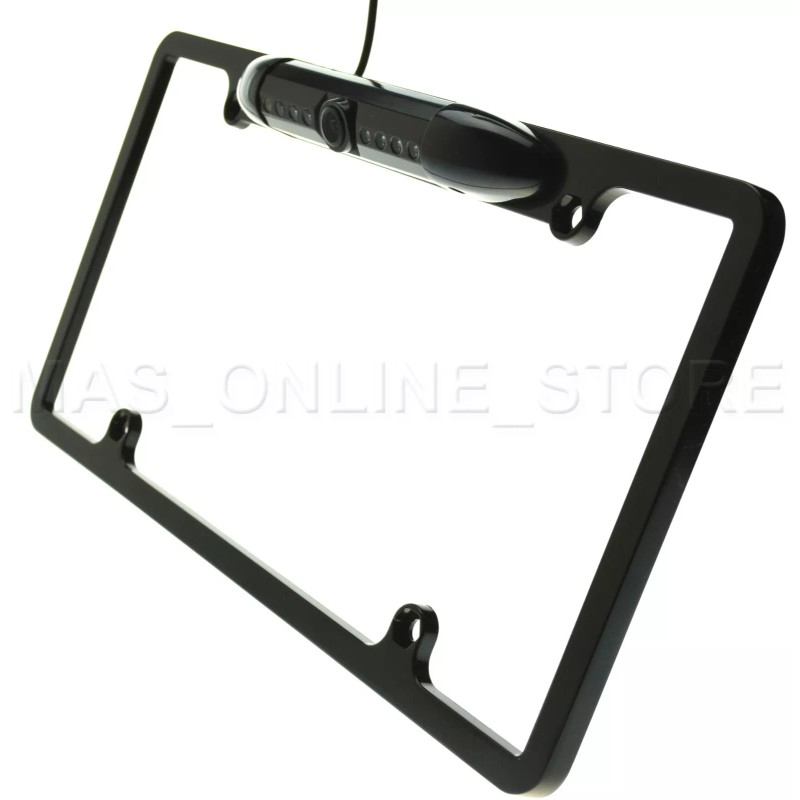 BLACK LICENSE PLATE FRAME WITH IR NIGHT VISION COLOR FRONT